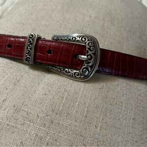 Brighton Reversible Leather Belt Crocodile Embossed Red(Rust) and Black Size L